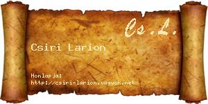 Csiri Larion névjegykártya